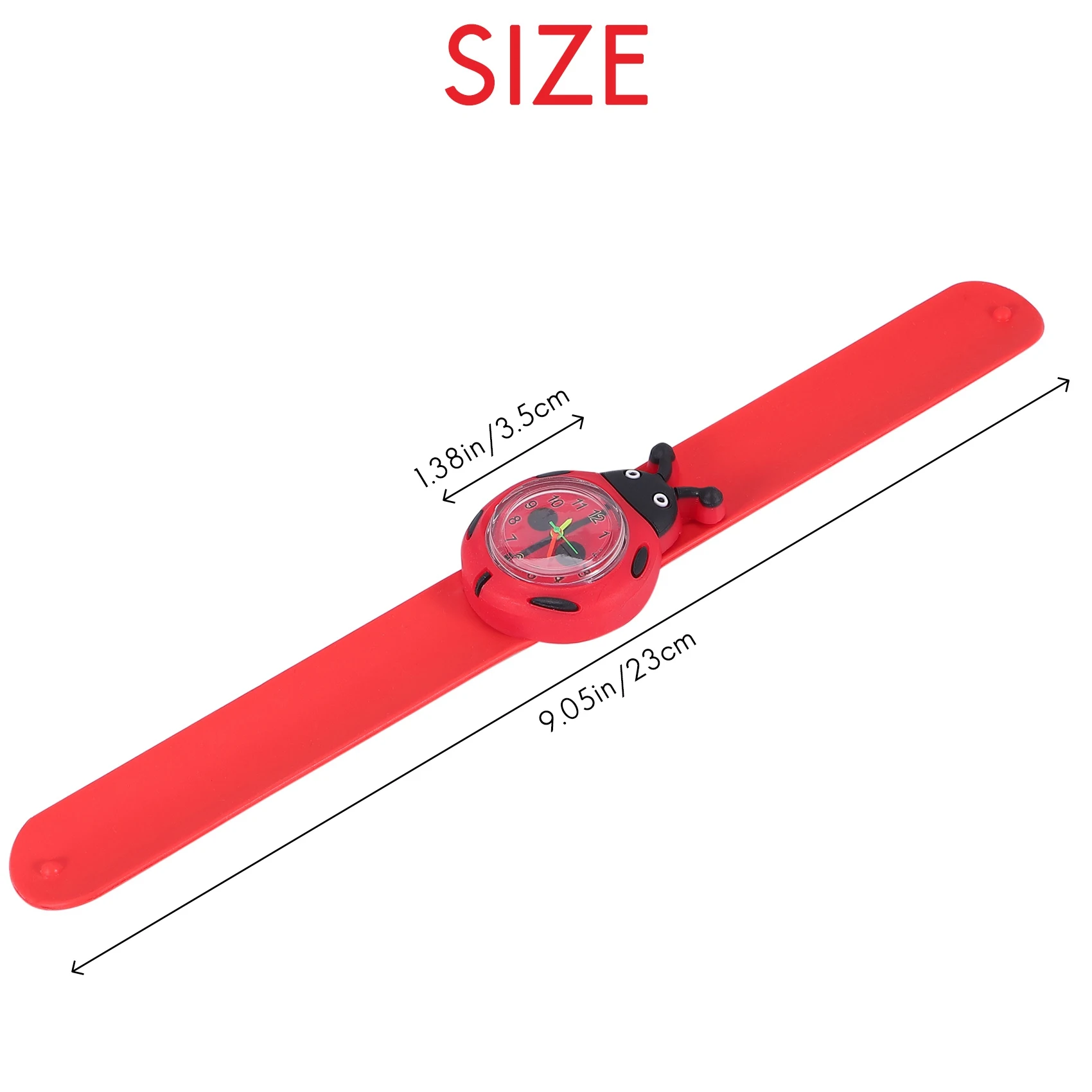 사랑스러운 만화 실리콘 시계, 어린이 소년 소녀, 무당 벌레, 색상: 빨간색