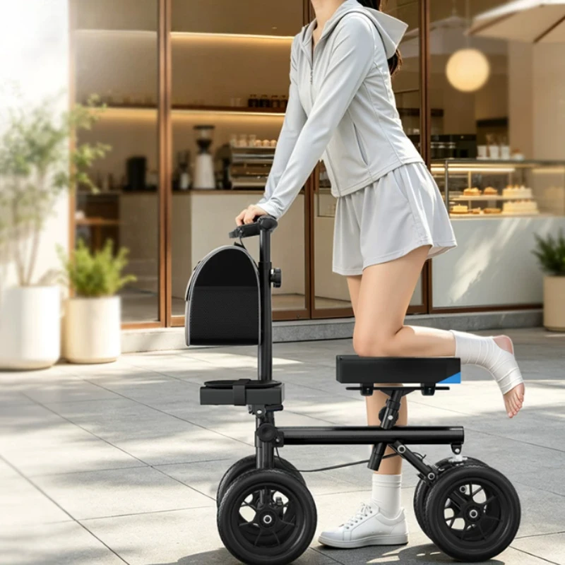 300lbs Foldable Leg Knee Walkers, Crutch Alternative for Ankle Recovery Lightweight Knee Scooter for Adults for Foot Injuries