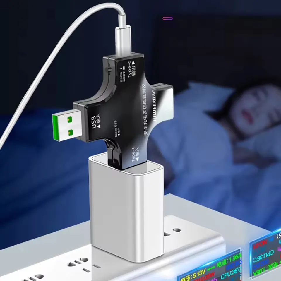 USB C Power Meter with Color Display – Digital Voltmeter Ammeter for PD Charging Voltage Current Tester for Power Bank & Charger