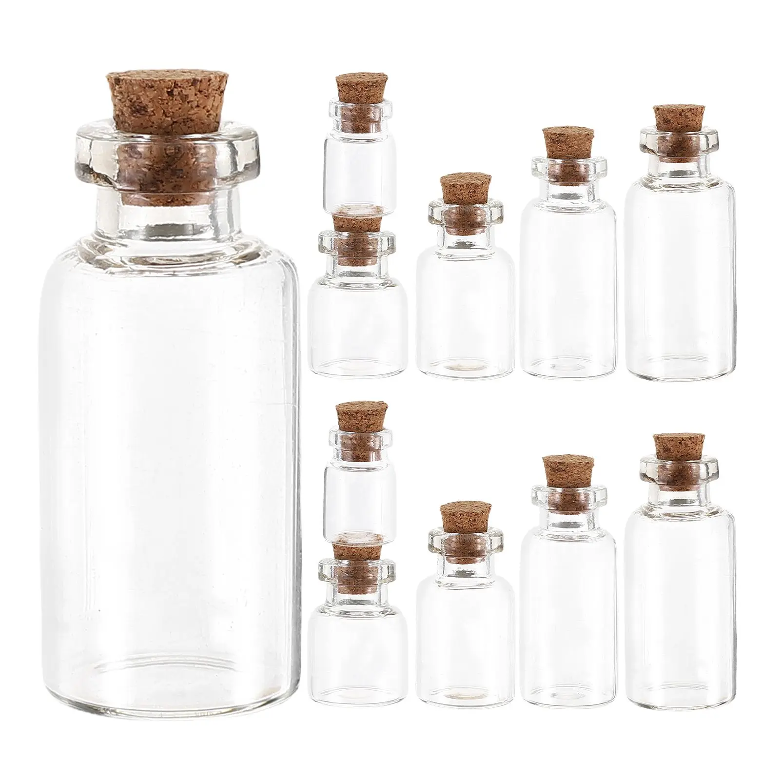 

50 Pcs Mini Glass Bottles Cork Stoppers Transparent Dust Proof Sealed Lab Sample Containers DIY Crafts