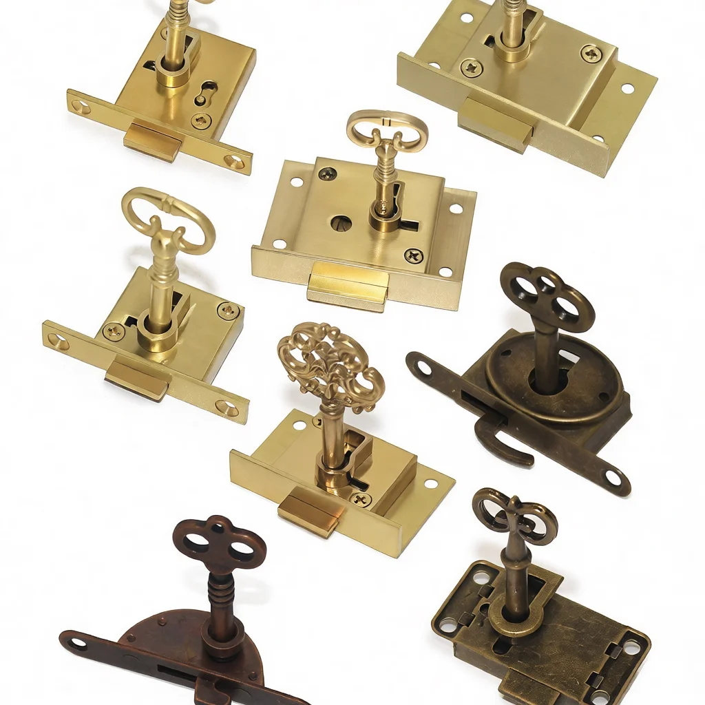 Antique Brass Mortise Lock Retro Chinese Style Drawer Latch Hardware For Dressing Table Jewelry Chest Decorative Hidden Lock