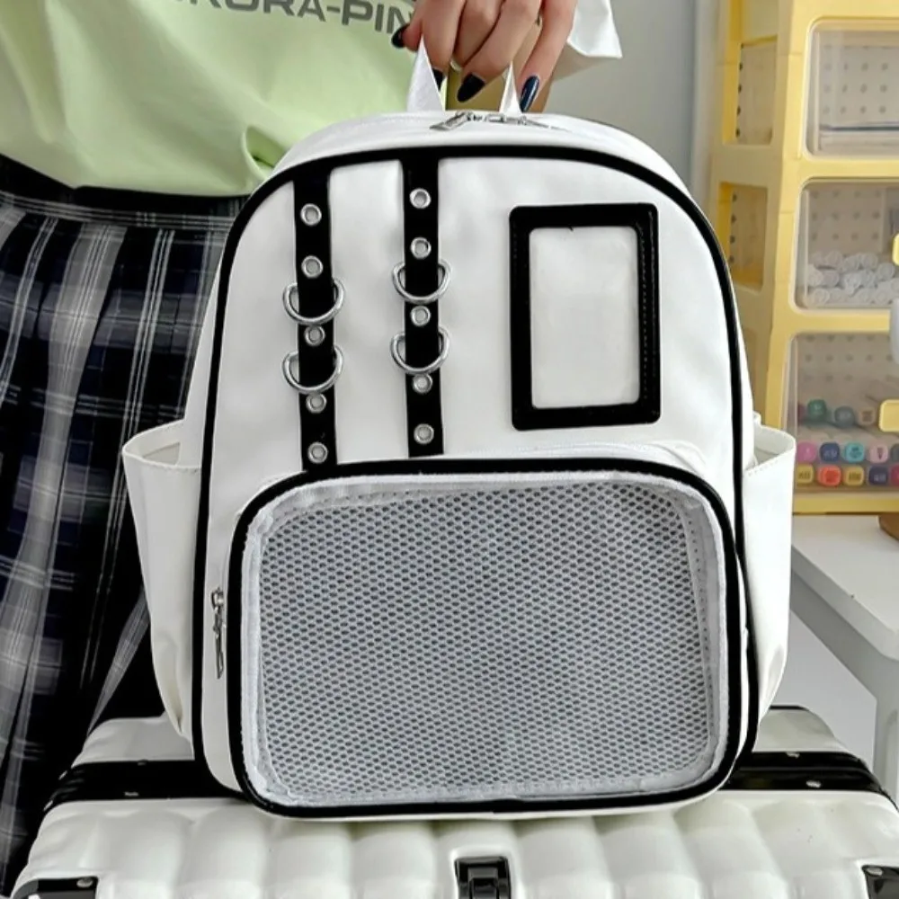 

Personality Transparent Transparent Rucksack PU Y2K Shoulder Bag Lolita DIY Display Display Knapsack Casual Use