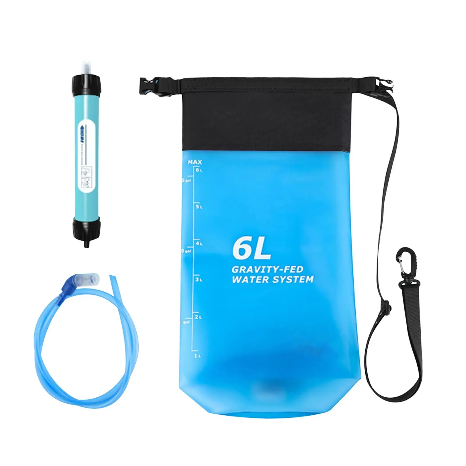 Portable 6L Backpacking Water Filter Filtration Purification Bag Leakproof Camping Water Filter for Outdoor Hiking Travel