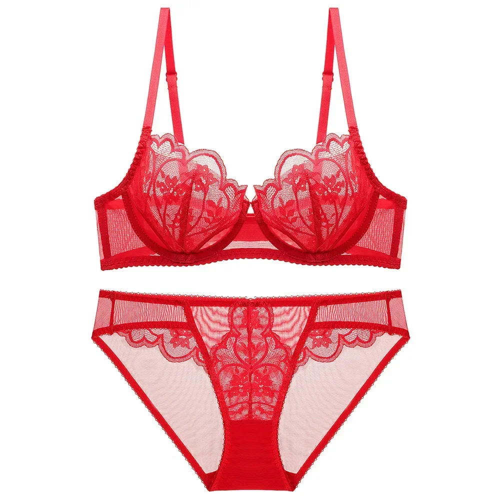 

2024 Lace Lingerie Set for Women Sexy Bra Set See Through Underwear Elegant Ladies Thin Bra and Panty Set chic