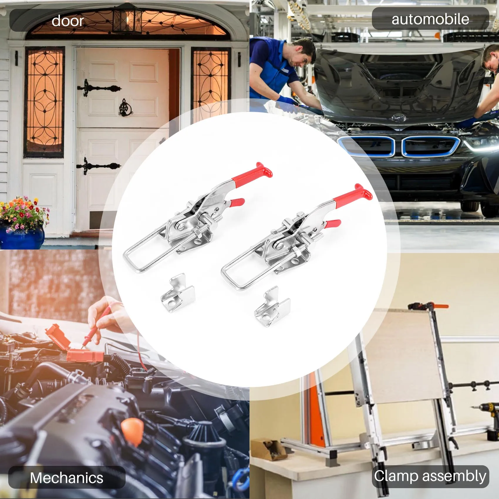 ABGE-2-Pack 2000Lbs Capacity Heavy Duty Adjustable Latch U Bolt Self-Lock Toggle Clamp