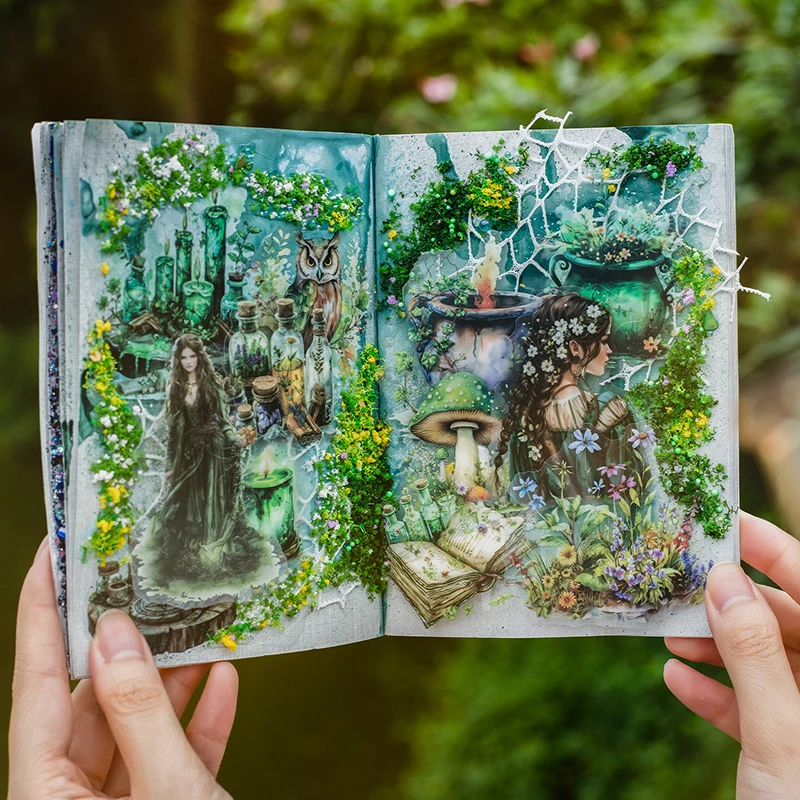 

JIANQI 30 pcs Forest Witch Series PET material Decorative sticker Diary Album Scrapbooking material Junk Journal Supplies