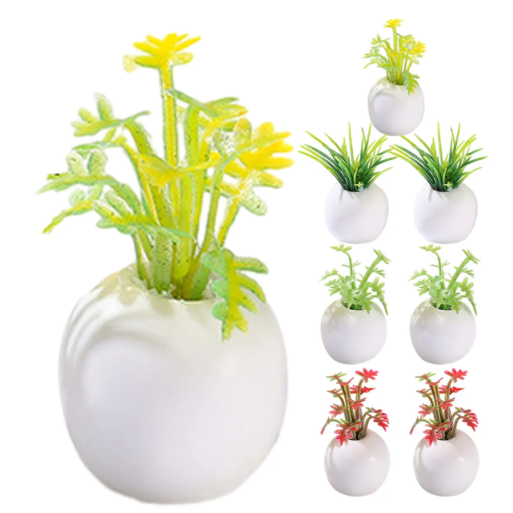 

8Pcs Succulent Bonsai Miniature Potted Plants Mini House Decoration Colorful Small Garden Landscape Decor Artificial Micro