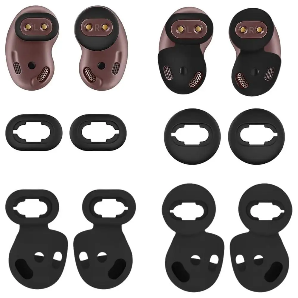 For Samsung Galaxy Buds Live XDcase 4 Pairs Silicone Ear Tips & Ear Hooks Kit, Left & Right S/L Size, Cleaning Brush Color Rando