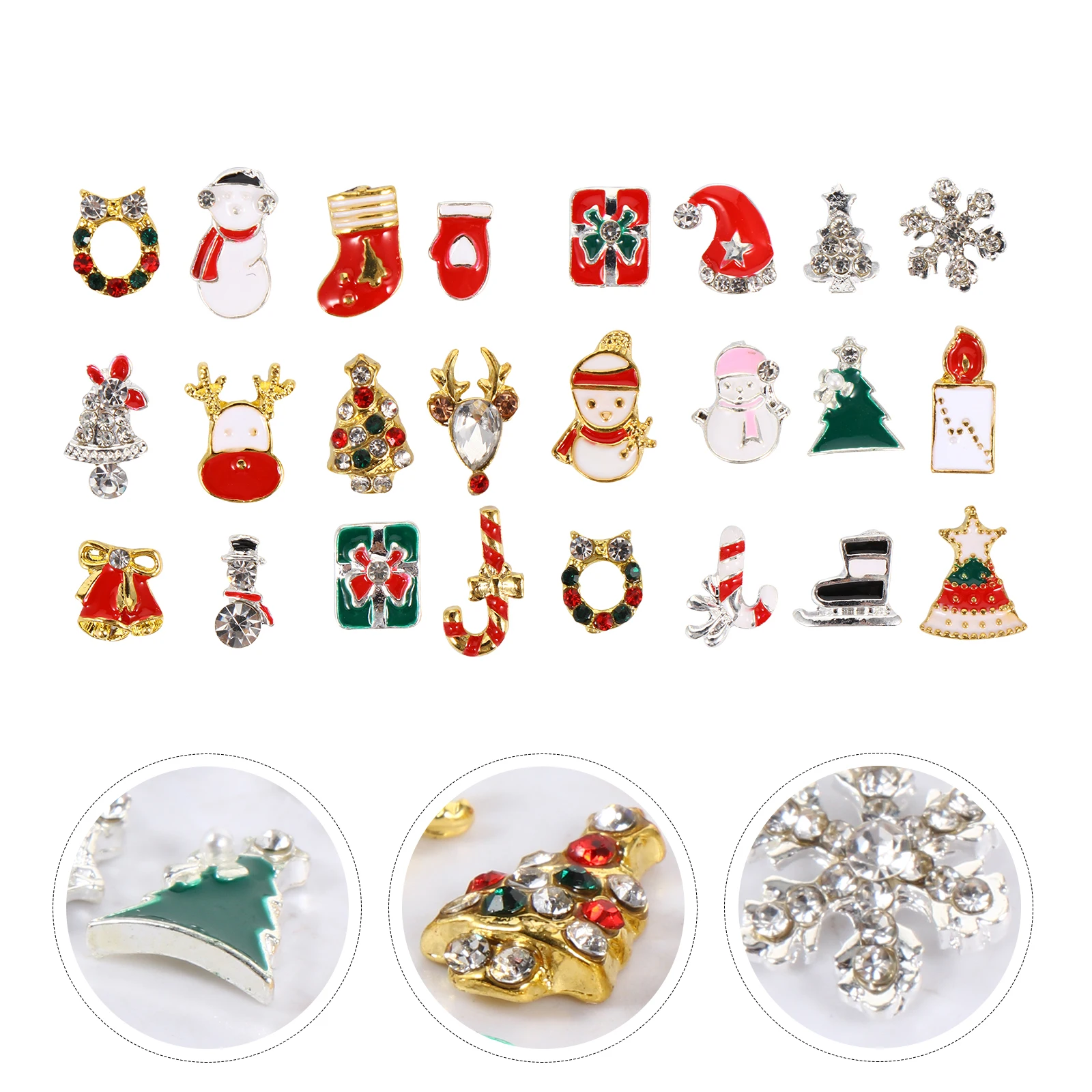 

Christmas Alloy Jewelry 2 Boxes Colorful Rhinestones Gems Bling Charms Nail Art Stickers Decorations Storage Gifts