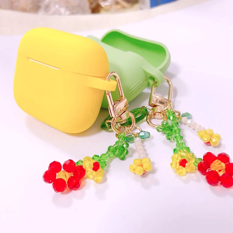 ل أبل AirPods 3 حالة سيليكون بلوتوث حقيبة سماعة الاذن غطاء ل AirPods 1 2 3 برو شحن صندوق لطيف كريستال زهرة المفاتيح