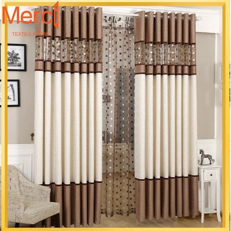 

Custom Made Stitching Yarn Curtain Window Modern Blackout Curtains For Living Room Finished Window Curtains For Bedroom Custom