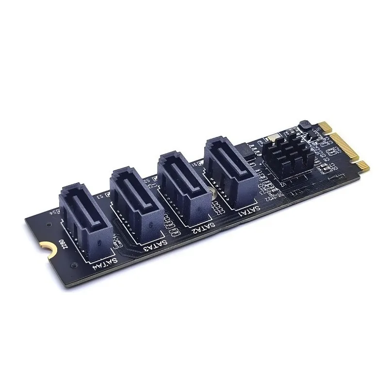 Suitable for M2 KEY-M NVME PCI-E to 4-port SATA3.0 expansion cards and hard drive adapter cards, ASM1064