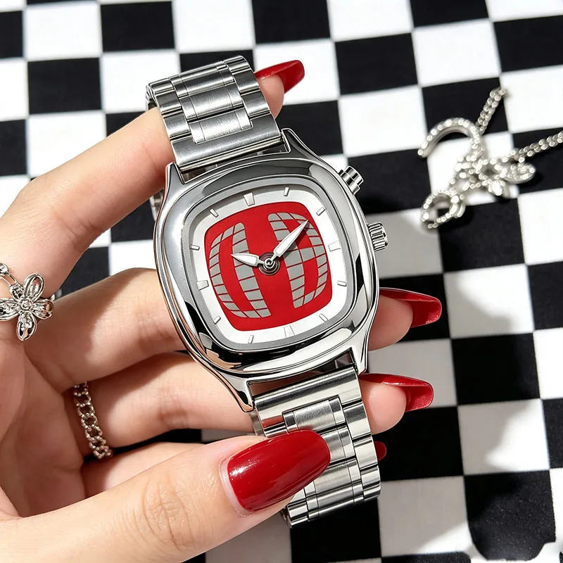 Men's Watch Y2K INS Style Fashionable Creative Quartz Watch Digital Dual Display Luminous Gift Choice Relojes Para Hombres+BOX