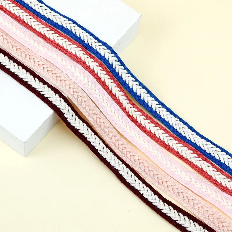 Marshmallow Two Color Wheat Ear Shoelaces 15mm Wide Flat Textured Weave Replacement Shoelaces for Men Women Sneakers