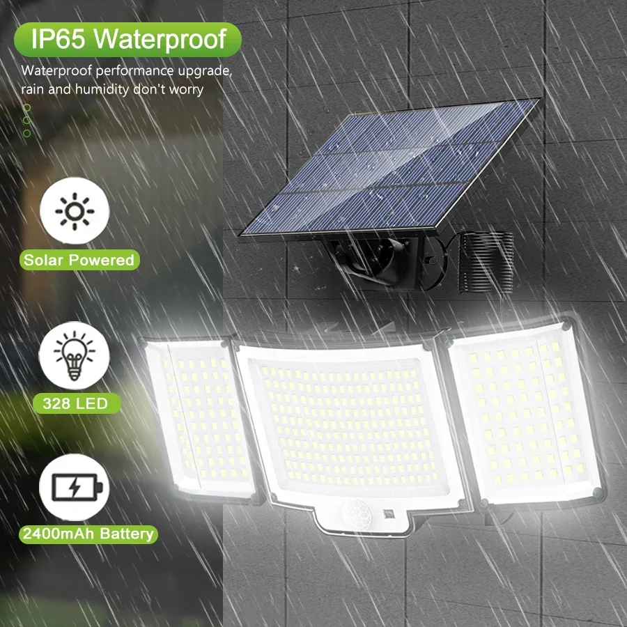 Imagem -02 - Led Solar Wall Light com Sensor de Movimento Lâmpada Exterior Jardim Luz Sunlight Spotlight Modos Ip65 Impermeável 115 230 340