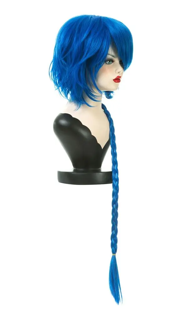 Onedor Arcane Jinx Blue Braid Wig Short Cosplay Costume Wig