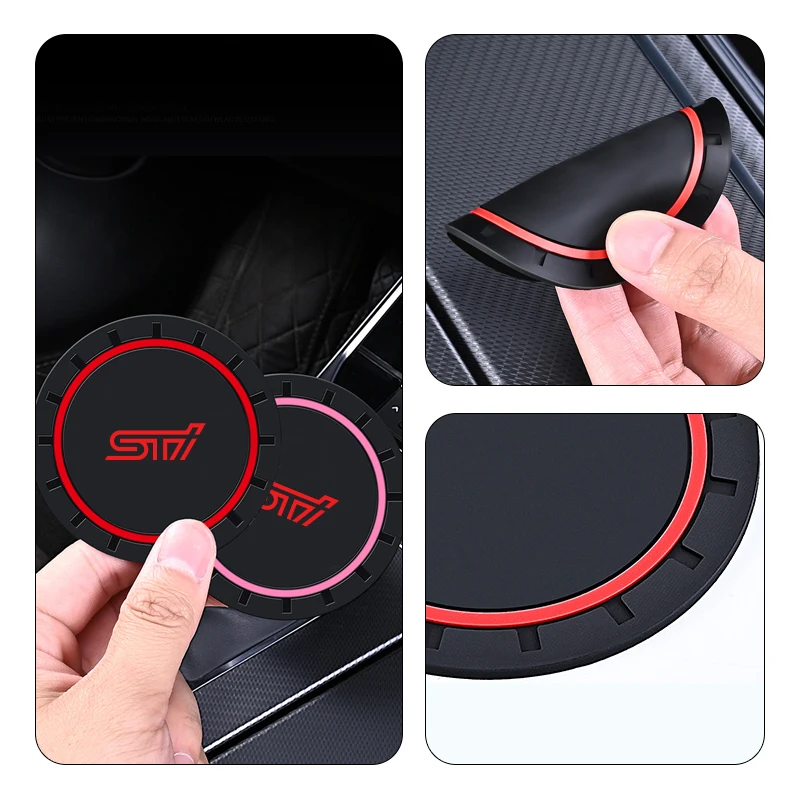 2pcs Car Silicone Non-slip Water Coaster Cup Holder Bottle Mats For Subaru Impreza Legacy WRX STI BRZ XV WRC Forester Crosstrek