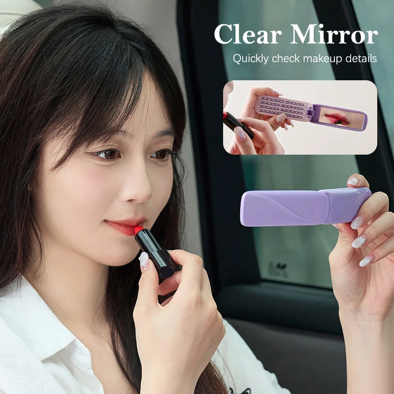 مشط 2 في 1 قابل للطي مع مرآة لتدليك فروة الرأس ومضاد للكهرباء الساكنة أثناء السفر ومشط تصفيف وسادة هوائية مناسب لجميع أنواع الشعر #4