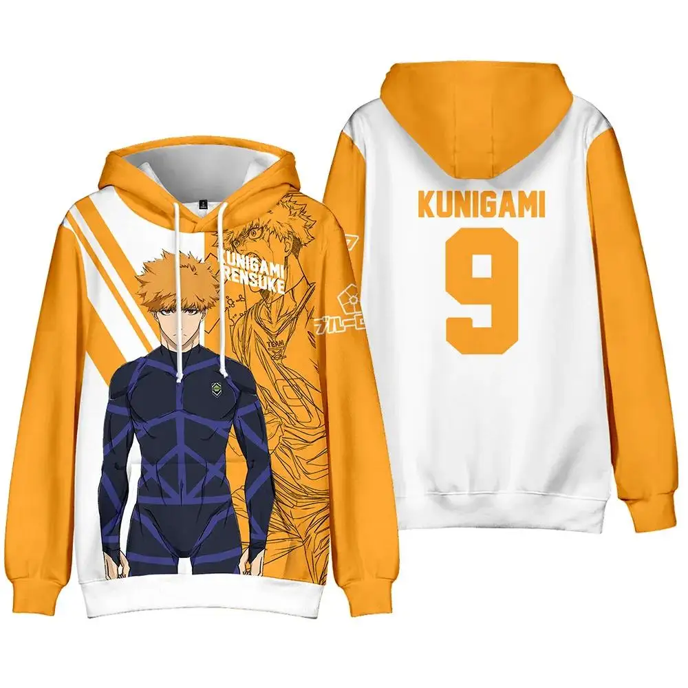 New Printing Comic BLUE LOCK Hoodies Men Sweatshirts Women Unisex Tops Kids Hooded Casual Boys Girls Anime Children's Pullovers