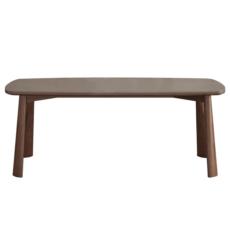 

Solid wood rock slab dining table, modern simple household small apartment matte gray antique rock slab dining table