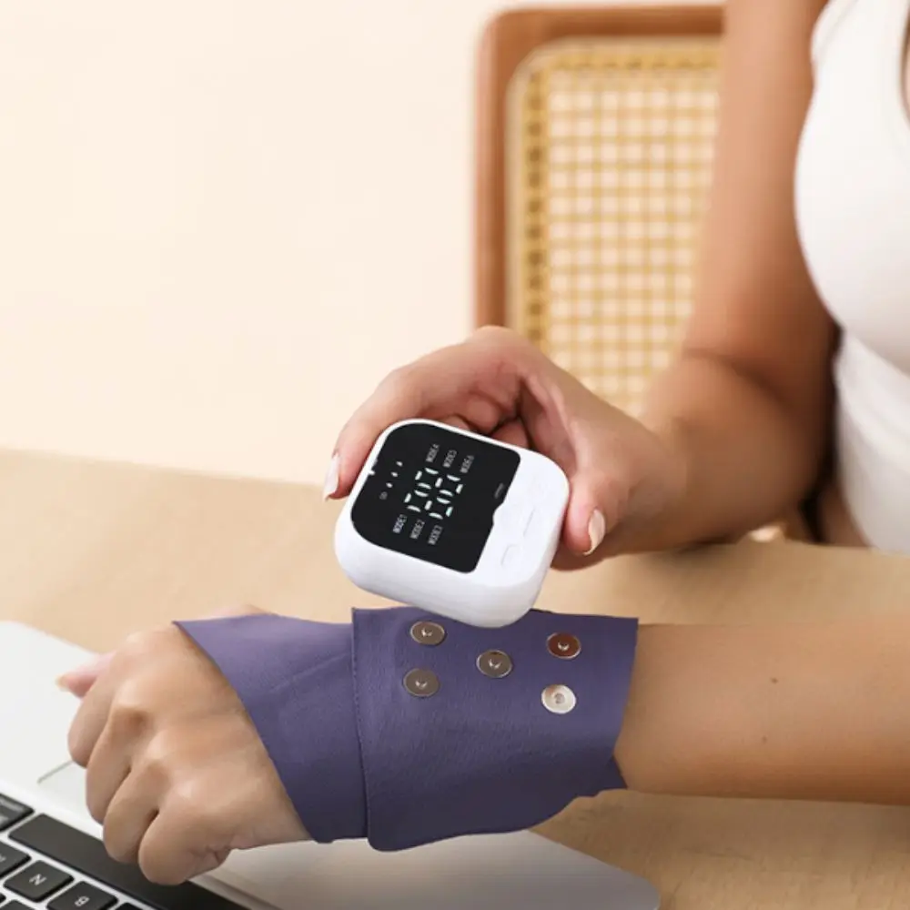 Cordless Rechargeable Wrist Massager 29 Levels 10 Modes EMS Microcurrent Massager Vibration Massage Adjustable Strap