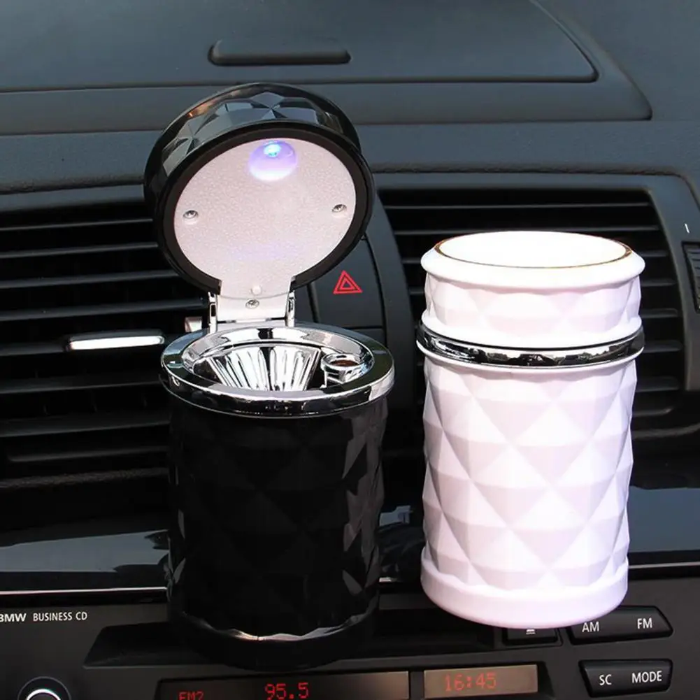 

Compact Design Ashtray Exquisite Compact Led Car Ashtray Dashboard Novelty with Creative Cutting Secure Led Light Cover