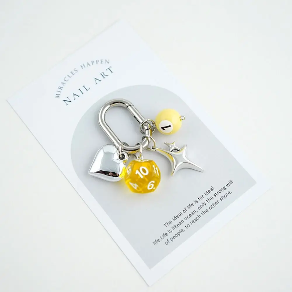 

Fashion Billiard Pool Keychain Colorful Creative 12 Sides Cube Keyrings Ins Irregular Mini Billiards Keychains Girls