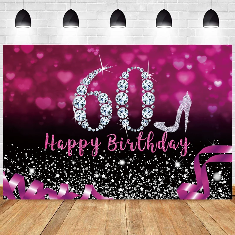 

60th Backdrop For Woman Man 60 Years Happy Birthday Party Sixty Photography Background Adult Photographic Photo Banner