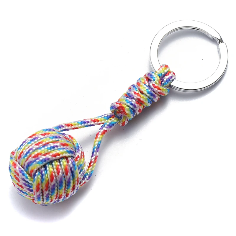 Military Parachute Woven Rope Ball Keychain Paracord Lanyard Key Ring Monkey Fist Key Chains Outdoors Survival Tool Jewelry