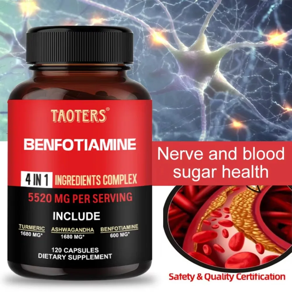 Daily Thiamine Supplement - Aids in Nervous System Function, Supports Muscle Function and Energy Support - 120 Capsules