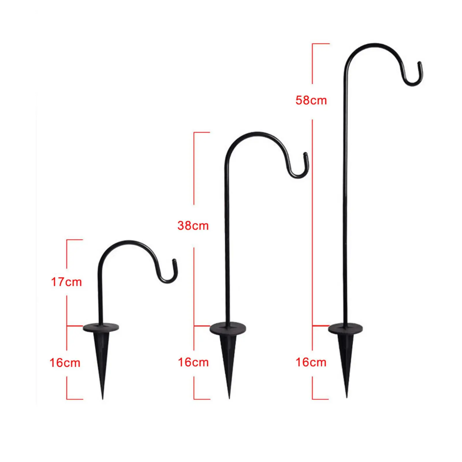 8 Pieces Ground Inserted Garden Hook Yard Stakes Adjustable Plant Hanger Hook for Lanterns Bird Feeders Lights Flower Baskets