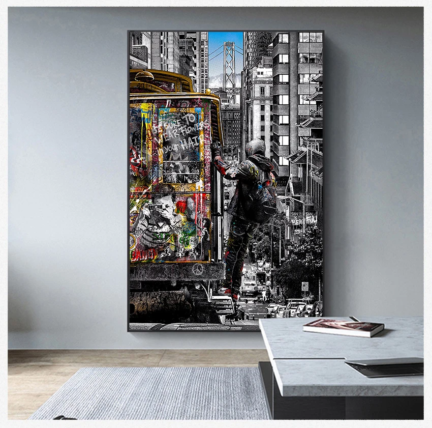 City Canvas Paintings Graffiti Pop Art Posters And Prints for Home Decor Banksy Wall Art Paintings Street Landscape of London