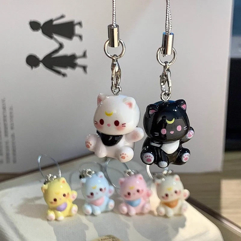 Neuer Niedlicher Katzen-Anhänger Schlüsselanhänger Handyband Rucksack-Charm Zubehör Autoschlüssel-Dekoration Handgemachter Schmuck Geschenk