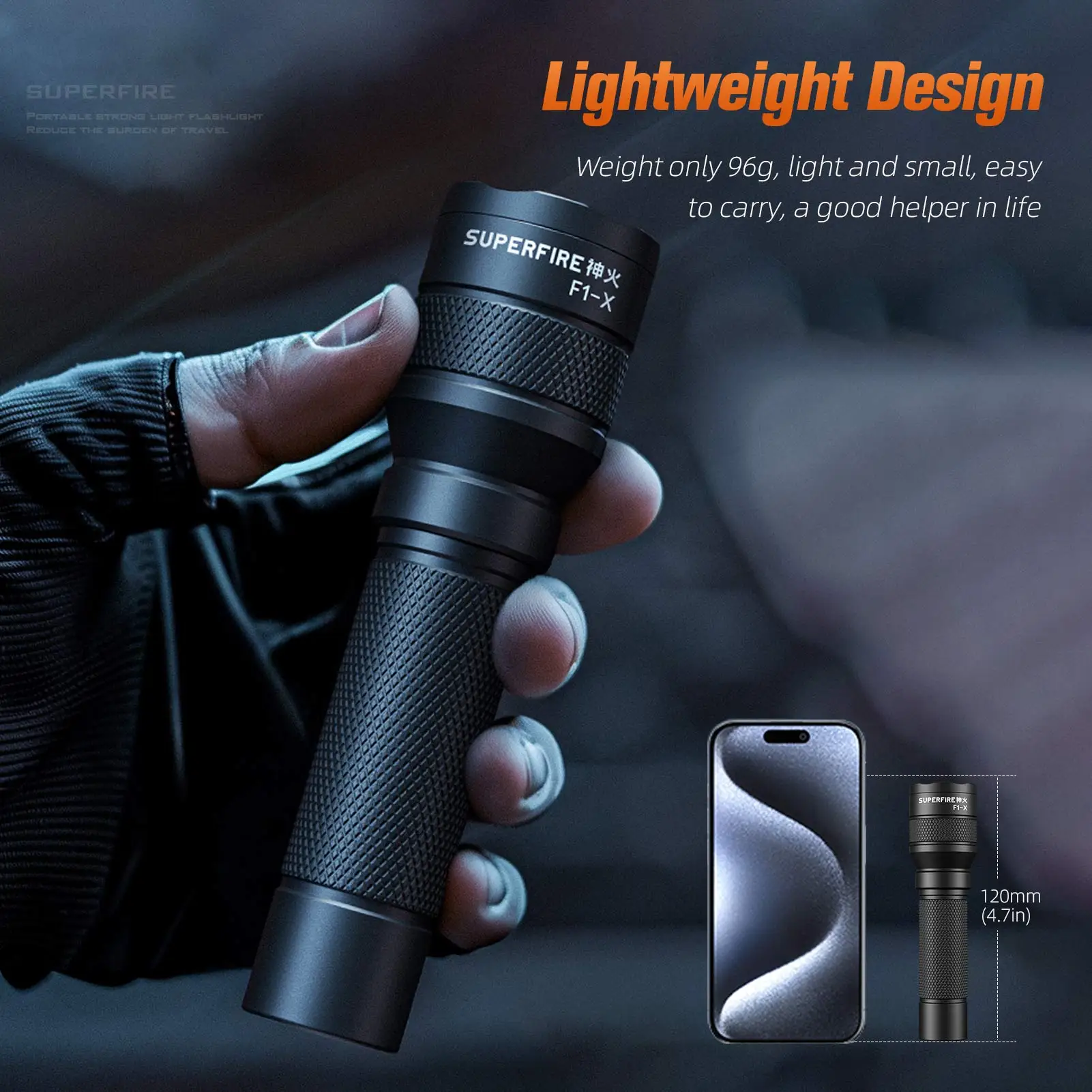 SUPERFIRE F1-X Led Flashlight Super Bright Zoomable torch Long Range 230m Portable rechargeable 18650 tactical Camping Lamp