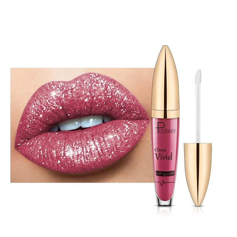 Heallor Diamond Glitter Lipgloss Make-Up 19 Kleuren Mat Veranderende Waterdichte, Duurzame Parel Glanzende Illusie Natuurlijke Vloeibare Lipstic