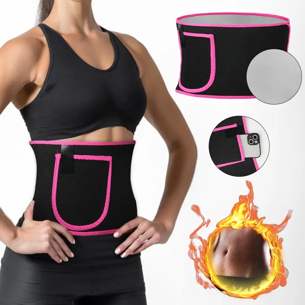 Weight loss waist trainer for men and women, adjustable waist trim sweat belt, sauna effect fat burning exercise belt, back wais