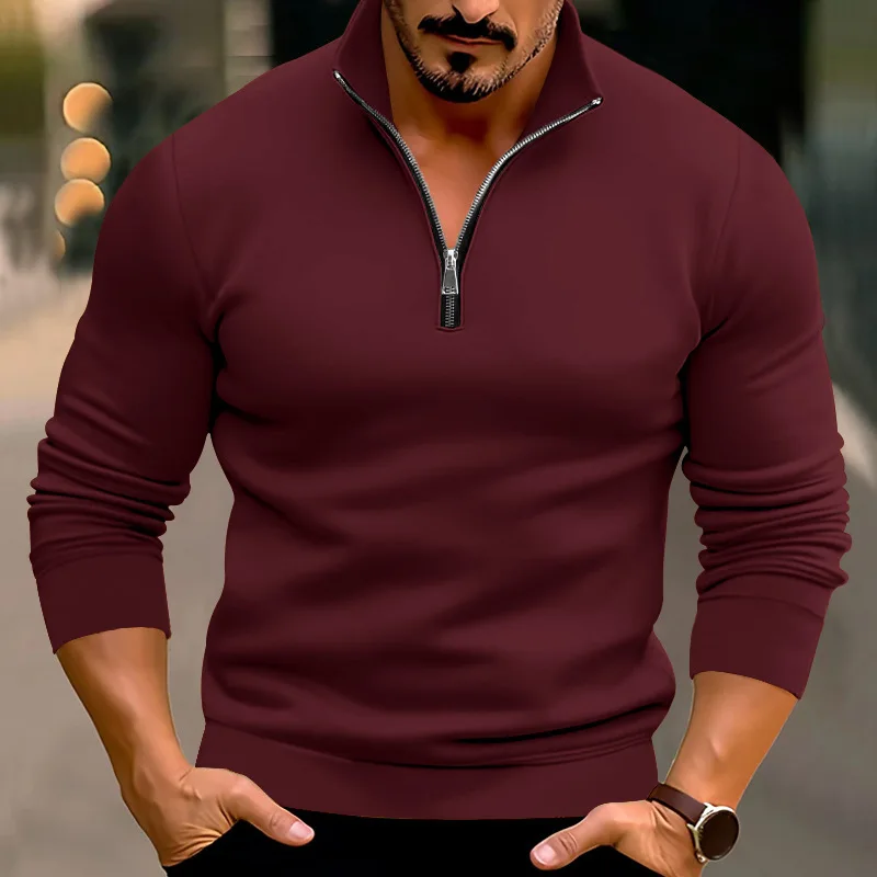 Winter Men's Fleece-Padded Warm Sweater From Europe And America With Trendy Zipper Design It Is The Best Choice For Outdoor Wear