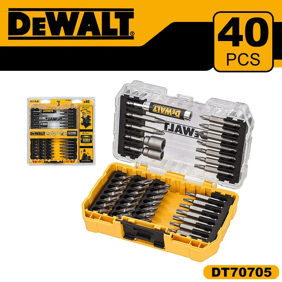 Dewalt DT70705 40-компонентный набор ударных отверток с прочным футляром подходит для набора сверл TStak Caddy, аксессуары