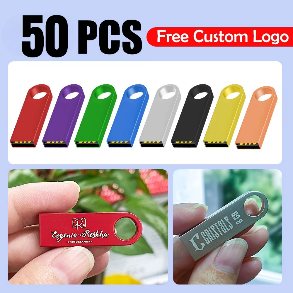 50 قطعة/الوحدة شعار مجاني معدني محرك فلاش USB 64 جيجابايت 32 جيجابايت 8 جيجابايت 4 جيجابايت ذاكرة فلاش USB عصا القلم محرك 128 ميجابايت 512 ميجابايت PenDrive 2.0 128 جيجابايت