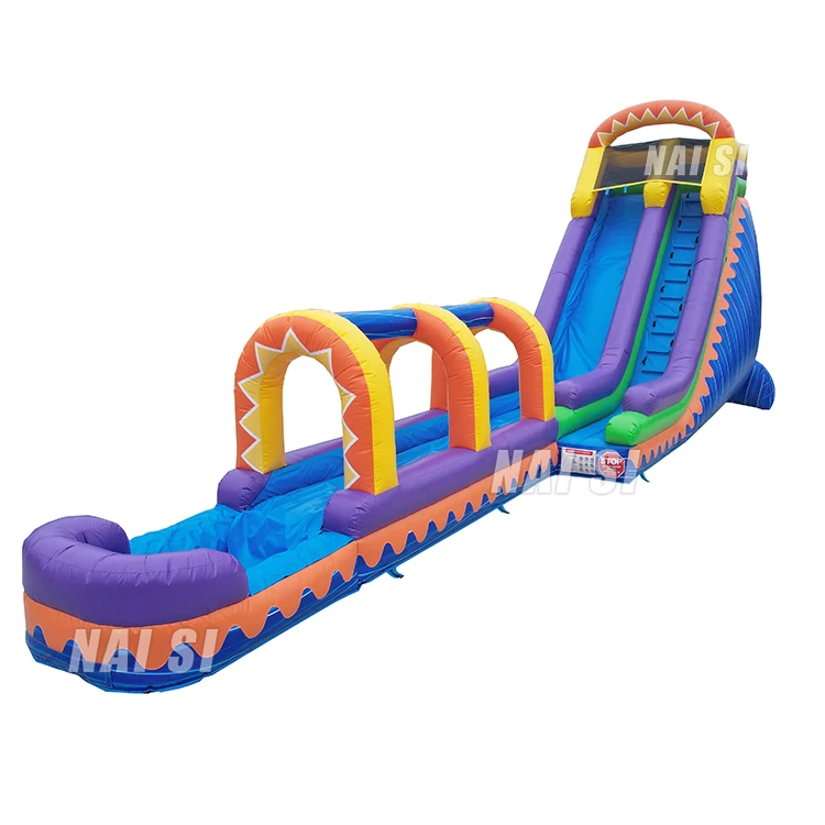 22ft Adults Commercial Inflatable Water Slide N Slip Water Slide With Swimming Pool for Rental