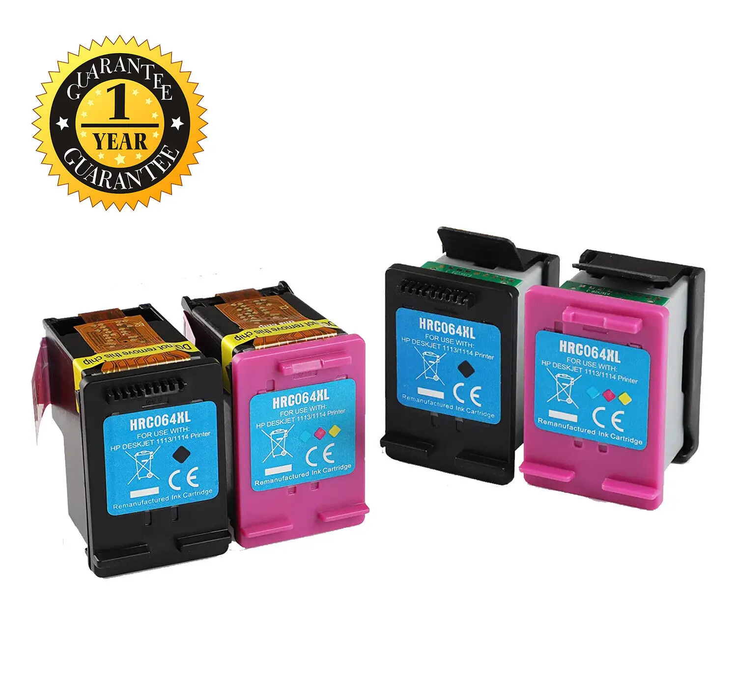 E-64XL Ink Cartridge 2 Tri-color & 2 Black for HP Envy 6252 7158 7832 7864 6234