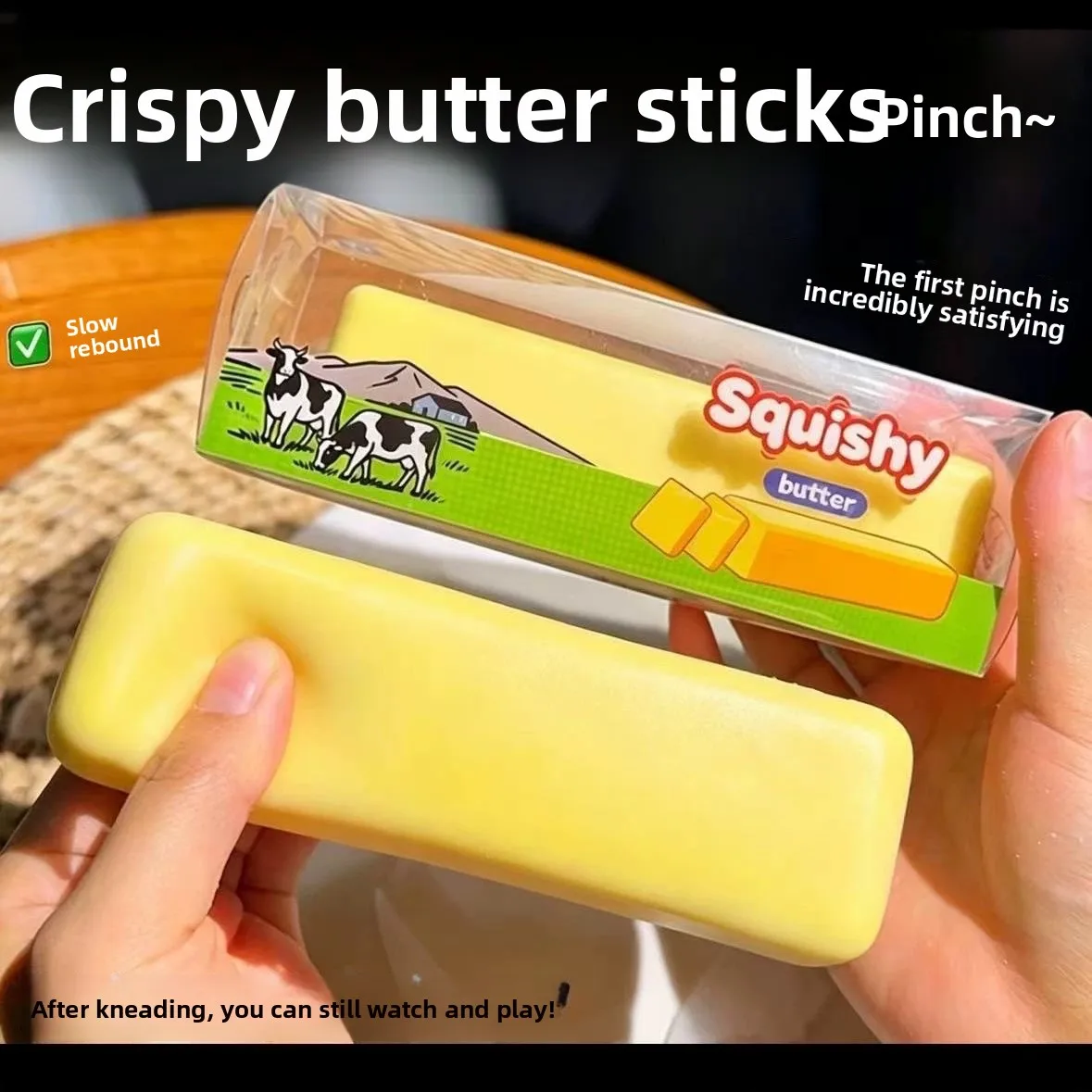 Crusty Squeeze Butter Stick Squishy Toy Antistress Sensory Crispy Butter Bar Toy Anxiety Kids Adults Soft Slow Rebound Toy