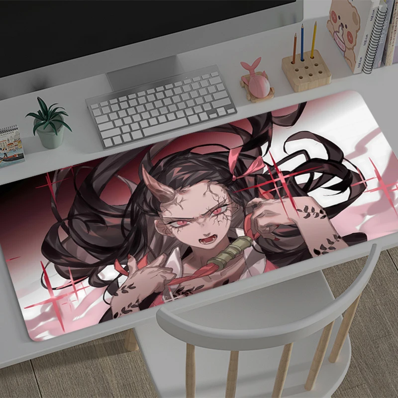 Mousepad Large Demon Slayer Gaming Keyboard Gamer Non-Slip Mouse Pad on The Table Desk Mat coaster Anime PC carpet Mouse Mats