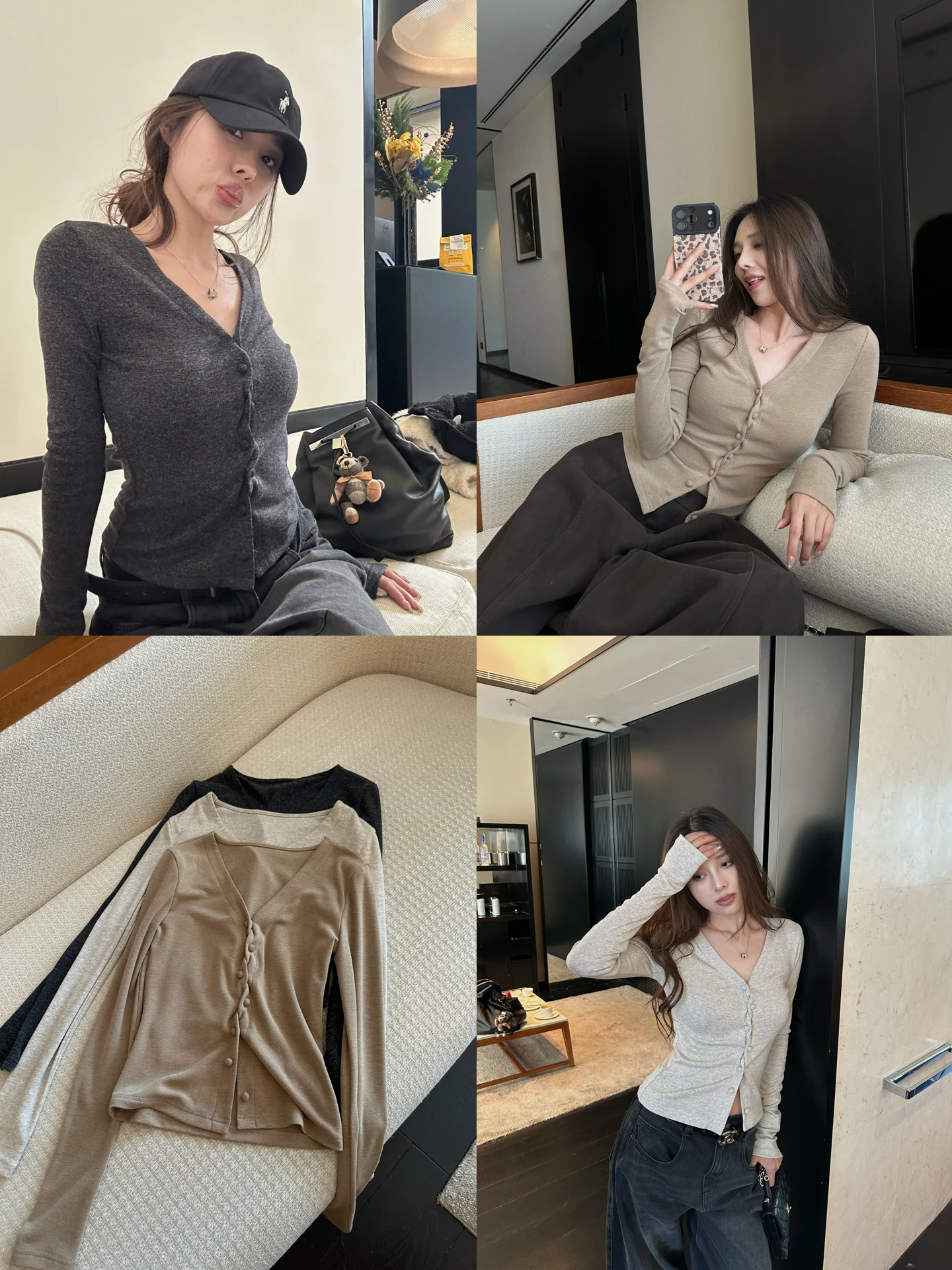 

Женский вязаный кардиган NanaByNana Saint Estate с длинными рукавами, V-образным вырезом, базовый топ, различные цвета, дизайн с пуговицами, зимняя одежда