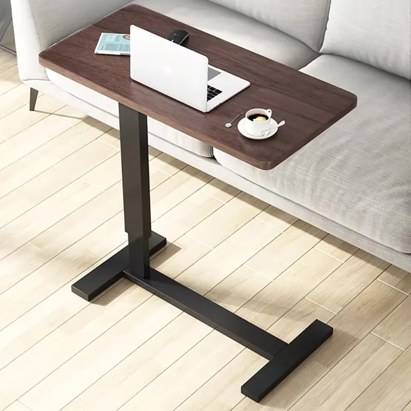 مكتب كمبيوتر محمول قابل للتعديل هوائي قابل للتعديل، طاولة بجانب السرير خشبية ومعدنية مع عجلات #1