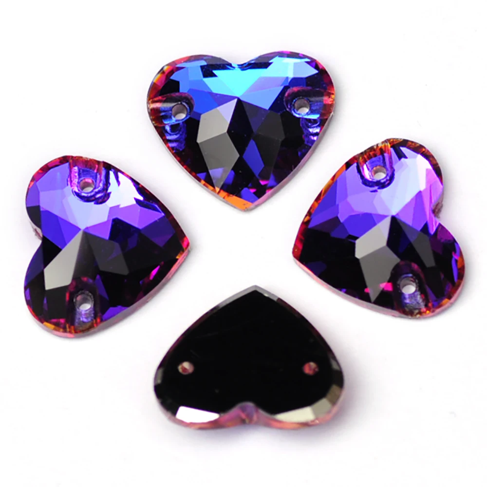 Pubrilex Herzförmige Aufnähbare Strasssteine aus Glas, Flache Rückseite, Strass-Nähperlen, Kristalle für Hochzeitskleider und Kleidungsstücke – Detail 9