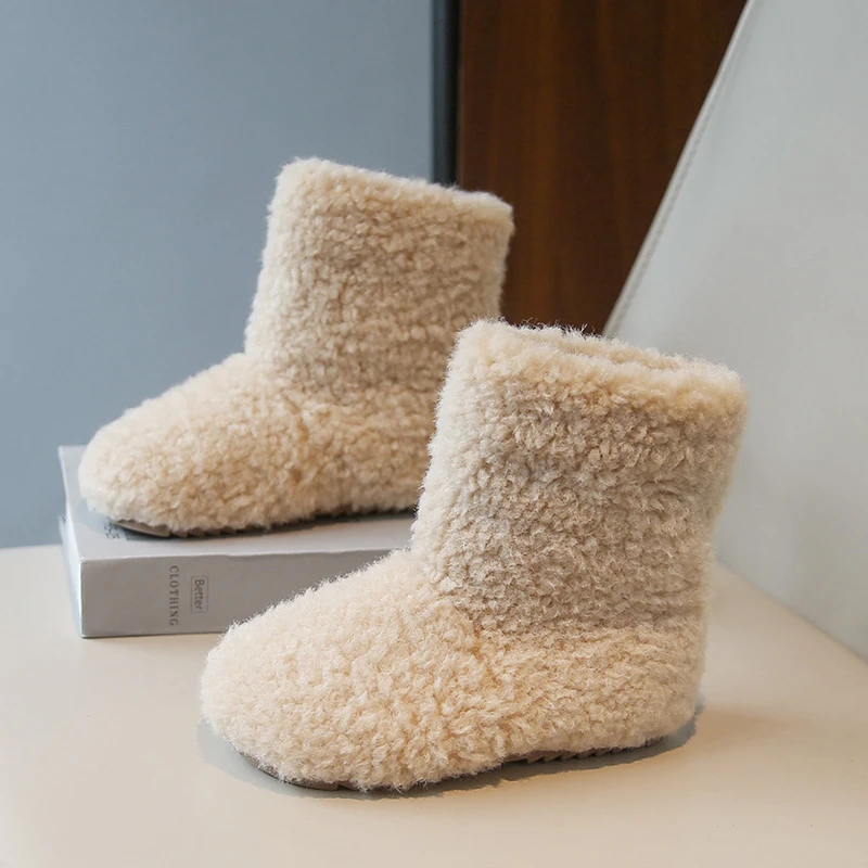 أطفال أحذية لفتاة الكورية نمط الفتيات أحذية الثلوج 2025 شتاء جديد عصري صوف الضأن الأحذية الدافئة رقيق الفتيات الأحذية في الهواء الطلق #4
