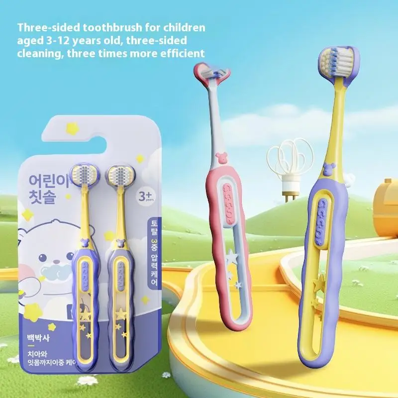 Cleaning Toothbrush For Children Three-sided Soft Bristle Toothbrush For Infants And Toddlers Aged 3-12