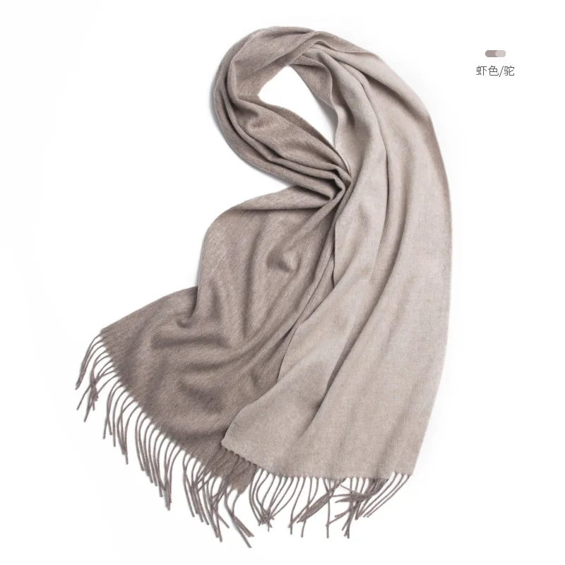 

2024 Women Wool Cashmere 2 Tones Match Scarf Pashmina Big Scarves Wrap Shawl Men Cashmere Light-thin Outer Wraps Hijab