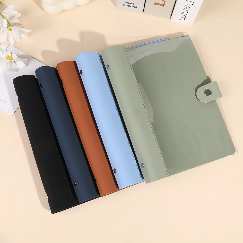 A5/B5 Notebook Cover Splicing Leather Loose-leaf Binder Binder Cover Large Capacity Semi Transparent Diary Notepad Shell